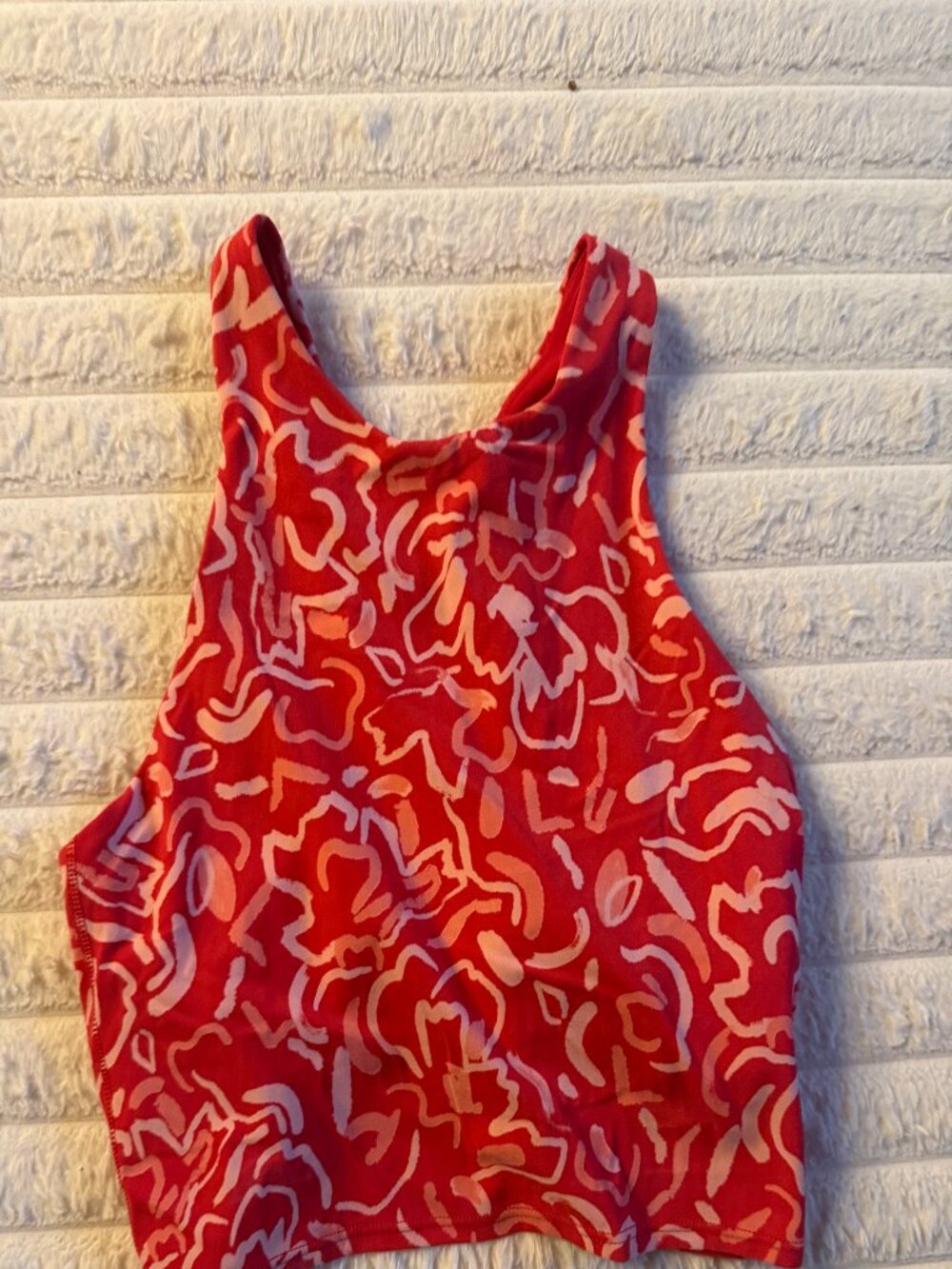 Athleta Pink-Red Sports Crop Top with built in bra (small)